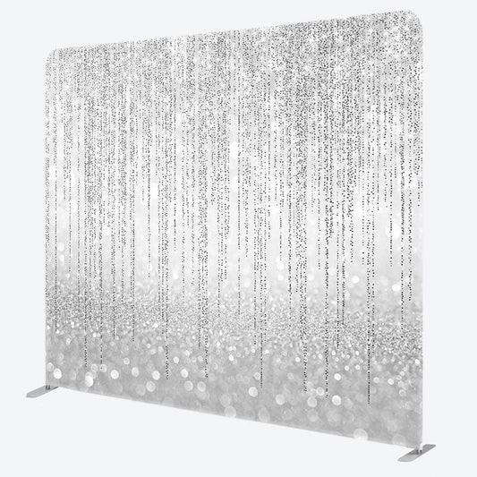 Lofaris Silver Bokeh Glitter Party Square Tension Backdrop