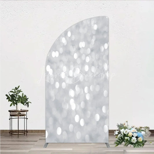 Lofaris Silver Bokeh Half Moon Arch Backdrop Glittery Spots Abstract Background Wedding Birthday Party Cover Decoration