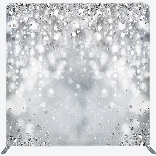 Lofaris Silver Diamond Glitter Party Pillow Case Backdrop