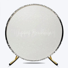 Lofaris Silver Diamond Glitter Round Backdrop Black Sparkle Birthday Photography Background