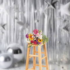 Lofaris Silver Disco Stage Confetti Photography Backdrop