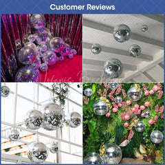Lofaris Silver Foam Disco Mirror Ball Glass Hanging Party For Events & Wedding Decoration