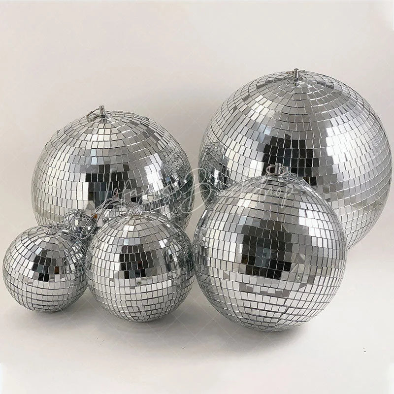 Lofaris Silver Foam Disco Mirror Ball Glass Hanging Party For Events & Wedding Decoration