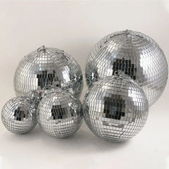Lofaris Silver Foam Disco Mirror Ball Glass Hanging Party For Events & Wedding Decoration