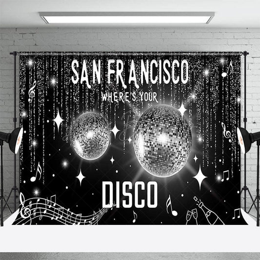 Lofaris Silver Glitter San Francisco Wheres Your Disco Backdrop