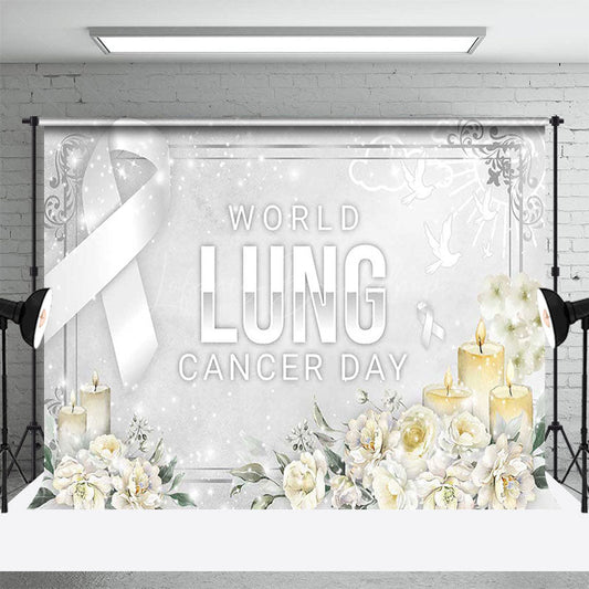 Lofaris Silver Ribbon Floral World Lung Cancer Day Backdrop