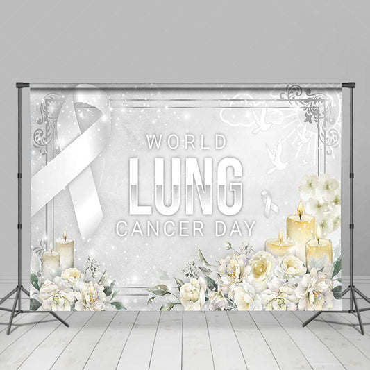 Lofaris Silver Ribbon Floral World Lung Cancer Day Backdrop