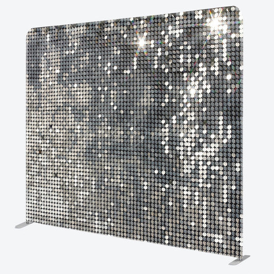 Lofaris Silver Sequin Dance Party Square Arch Fabric Backdrop