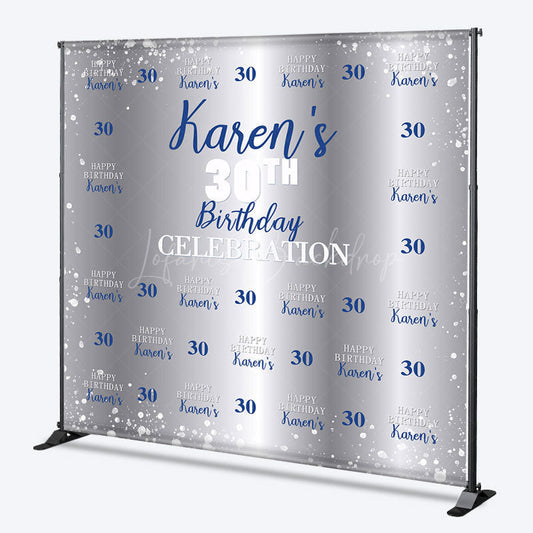 Lofaris Silver Step And Repeat Custom 30th Birthday Backdrop