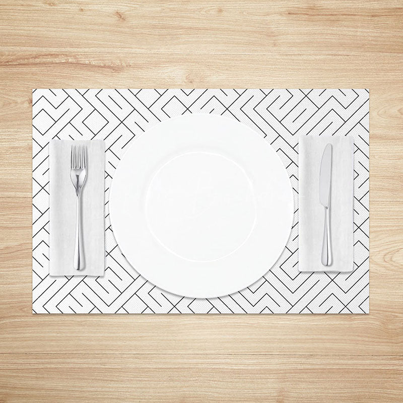 Lofaris Simple Abstract Geometric Lines Set of 4 Placemats for Modern Minimalist and Scandinavian Kitchen Decor