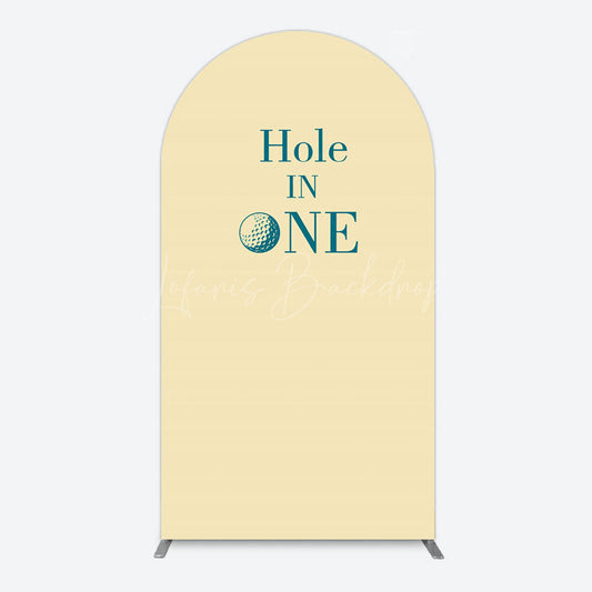 Lofaris Simple Beige Vibe Hole In One Birthday Arch Backdrop