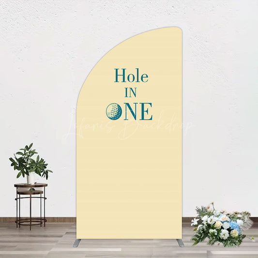 Lofaris Simple Beige Vibe Hole In One Birthday Half Moon Arch Backdrop