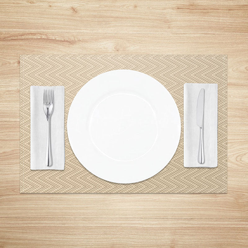Lofaris Simple Beige Wavy Pattern Dining Set of 4 Placemats Modern Abstract Table Mats for Everyday Kitchen Decor