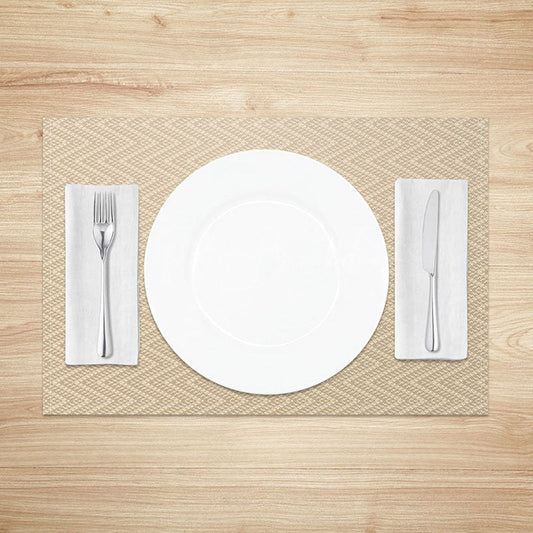 Lofaris Simple Beige Wavy Pattern Dining Set of 4 Placemats Modern Abstract Table Mats for Everyday Kitchen Decor