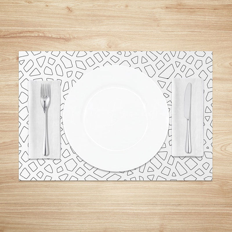 Lofaris Simple Black and White Geometric Pattern Set of 4 Placemats for Modern Minimalist Farmhouse Kitchen