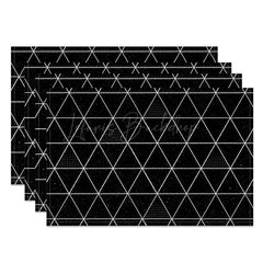 Lofaris Simple Black and White Rhombus Geometric Set of 4 Placemats for Modern Minimalist Kitchen Table Decor