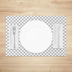 Lofaris Simple Black and White Rhombus Pattern Set of 4 Placemats Modern Geometric Design for Minimalist Kitchen