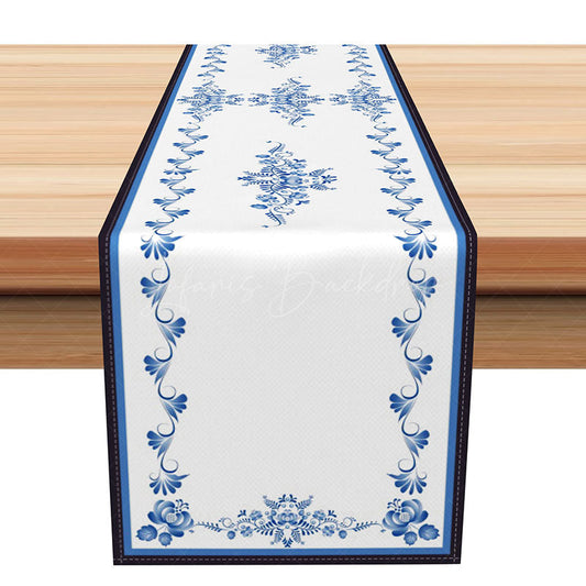 Lofaris Simple Blue and White Floral Table Runner Classic Chinoiserie Kitchen Decor Elegant Farmhouse Dining Linen