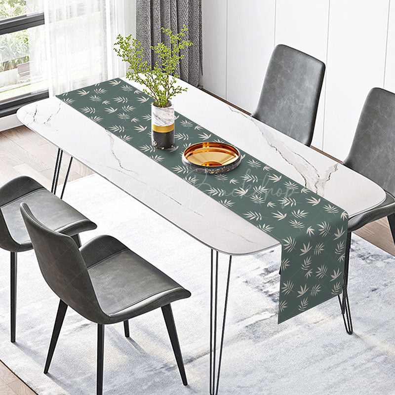 Lofaris Simple Boho Leaves Table Runner Fresh Greenery with Repetitive Pattern Modern Farmhouse Kitchen Dining Decor