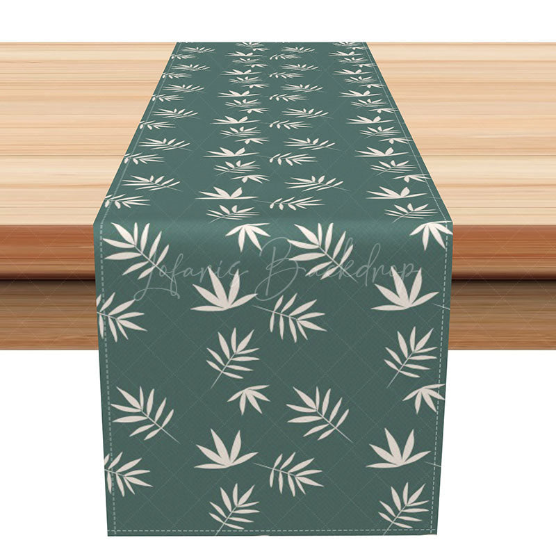 Lofaris Simple Boho Leaves Table Runner Fresh Greenery with Repetitive Pattern Modern Farmhouse Kitchen Dining Decor
