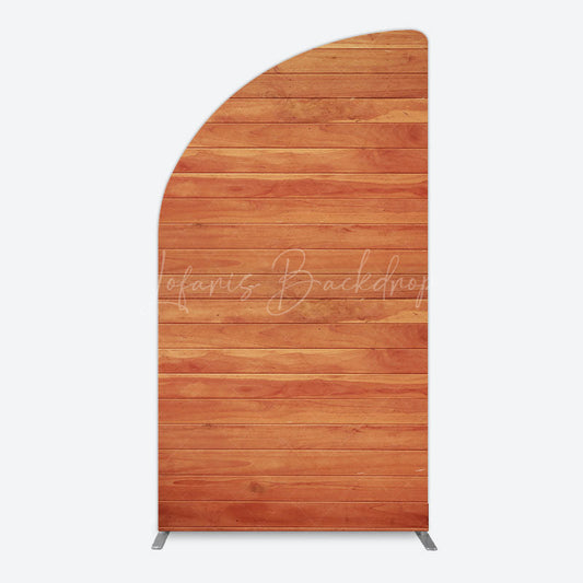 Lofaris Simple Brown Wooden Happy Birthday Half Moon Arch Backdrop