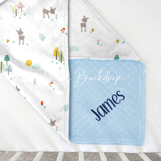 Lofaris Simple Colorful Trees Deers Floral Minky Baby Blanket