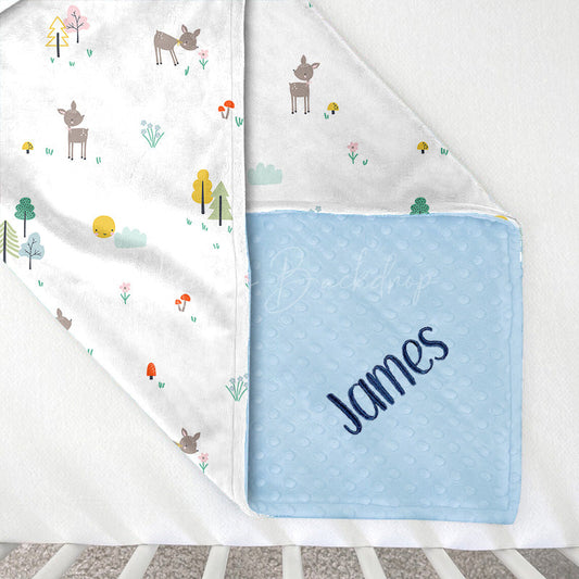 Lofaris Simple Colorful Trees Deers Floral Minky Baby Blanket