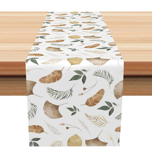 Lofaris Simple Ginkgo Leaves Table Runner on White for Minimalist and Modern Botanical Kitchen Dining Decor