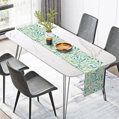 Lofaris Simple Green Botanical Table Runner with Modern Leaf Print Farmhouse Kitchen and Dining Decor