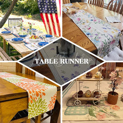 Lofaris Simple Green Botanical Table Runner with Modern Leaf Print Farmhouse Kitchen and Dining Decor
