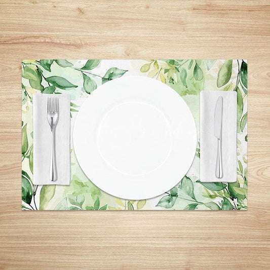 Lofaris Simple Green Leaf Placemats Set of 4 for Minimalist Spring and Modern Farmhouse Kitchen Table Decor