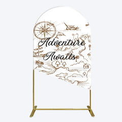 Lofaris Simple Line Painted Adventure Awaits Arch Backdrop