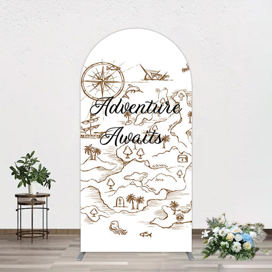 Lofaris Simple Line Painted Adventure Awaits Arch Backdrop