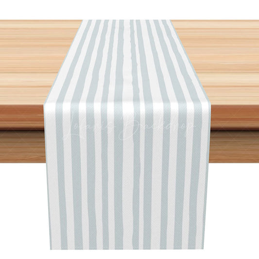 Lofaris Simple Modern Stripe Table Runner in White and Light Green Minimalist Kitchen Decor for Everyday Dining