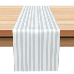 Lofaris Simple Modern Stripe Table Runner in White and Light Green Minimalist Kitchen Decor for Everyday Dining