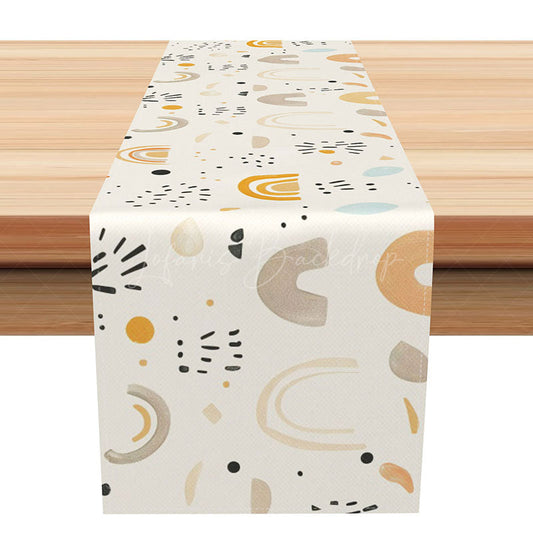 Lofaris Simple Modern Table Runner with Boho Rainbow Pattern Colorful Minimalist Decor for Kitchen and Dining Room