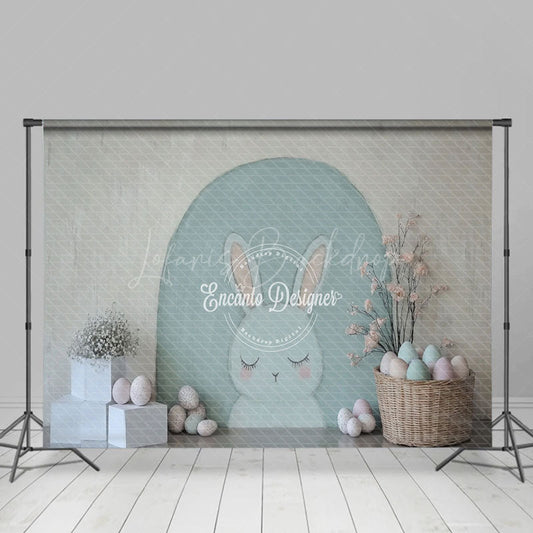 Lofaris Simple Painted Bunny Wall Floral Eggs Easter Backdrop