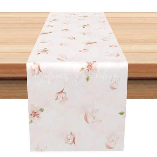 Lofaris Simple Pink Watercolor Floral Table Runner Elegant Minimalist Botanical Print Modern Kitchen Dining Decor