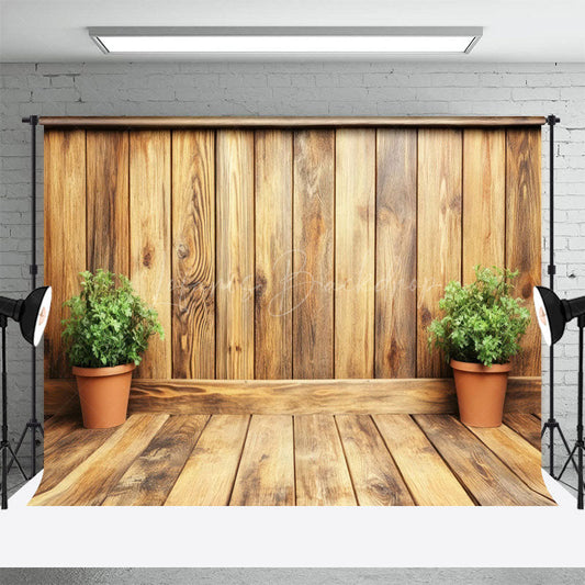 Lofaris Simple Potted Plants Wooden Photography Backdrop
