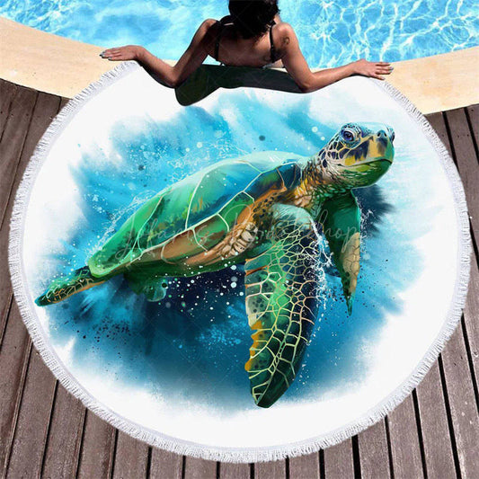 Lofaris Simple Sea Turtle Ocean Summer Round Beach Towel