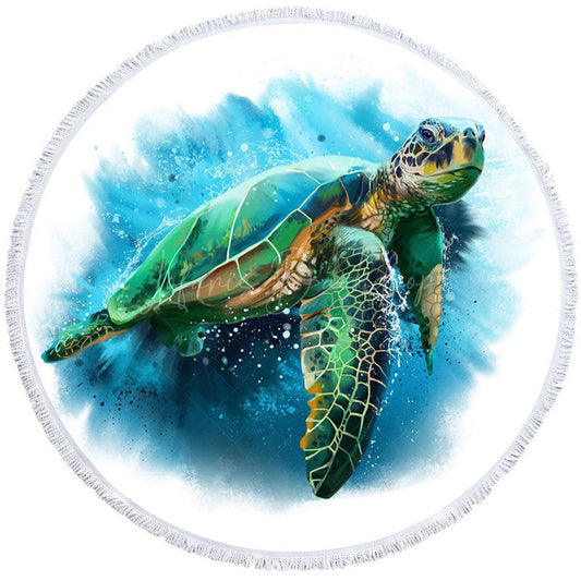 Lofaris Simple Sea Turtle Ocean Summer Round Beach Towel