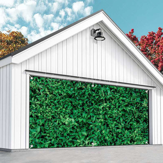 Lofaris Simple Spring Fresh Green Leaves Garage Door Banner