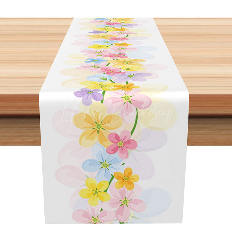 Lofaris Simple Spring Table Runner with Colorful Blooming Flowers for Easter Holiday and Everyday Kitchen Decor
