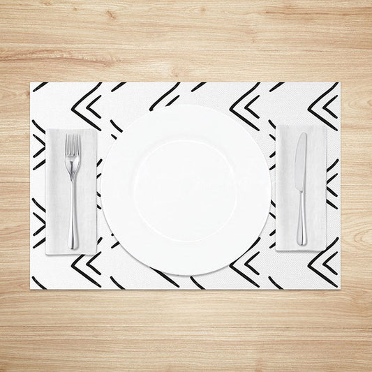 Lofaris Simple White and Black Abstract Lines Set of 4 Placemats for Modern Minimalist Scandinavian Decor