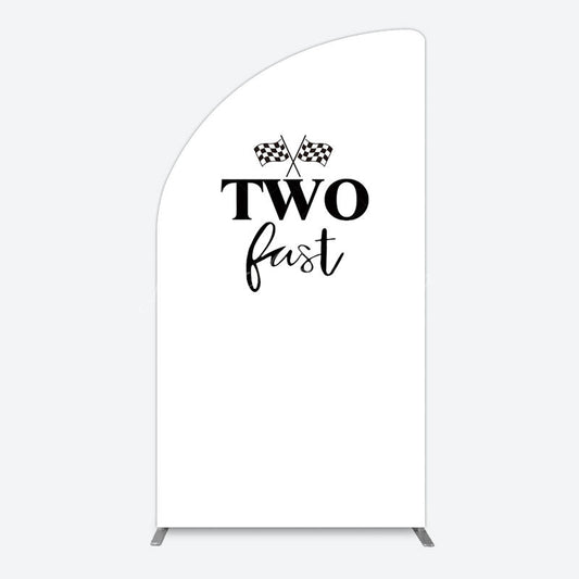 Lofaris Simple White Black Two Fast Birthday Half Moon Arch Backdrop