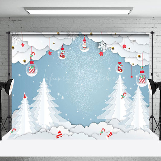 Lofaris Simple White Christmas Tree Scene Holiday Backdrop