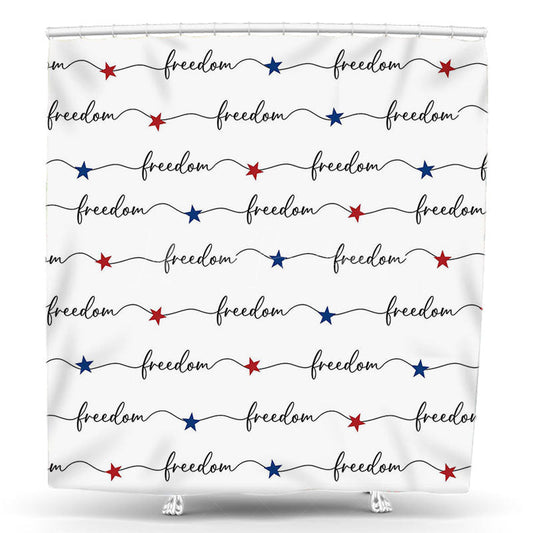 Lofaris Simple White Repeated Stars Freedom Shower Curtain