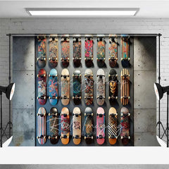 Lofaris Skateboard Wall Display Photography Backdrop Urban Street Skate Deck Collection Shop Background