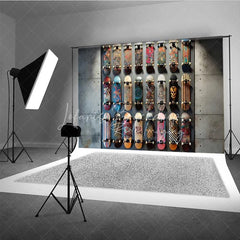 Lofaris Skateboard Wall Display Photography Backdrop Urban Street Skate Deck Collection Shop Background