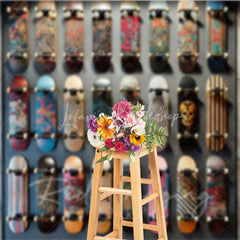 Lofaris Skateboard Wall Display Photography Backdrop Urban Street Skate Deck Collection Shop Background
